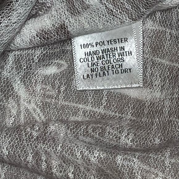 Olivia Moon Pullover High-low Blouse, Brown & White Print, Semi Sheer Size M - Picture 5 of 7